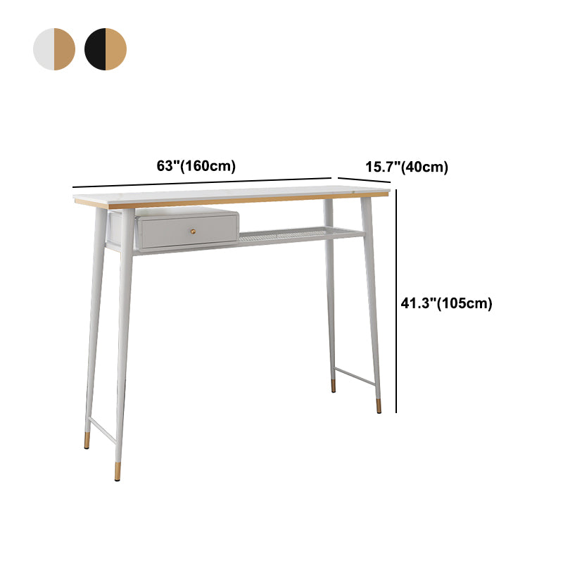Industrial Marble Pub Table with Rectangle Table Top Legs Table - 41.3" H