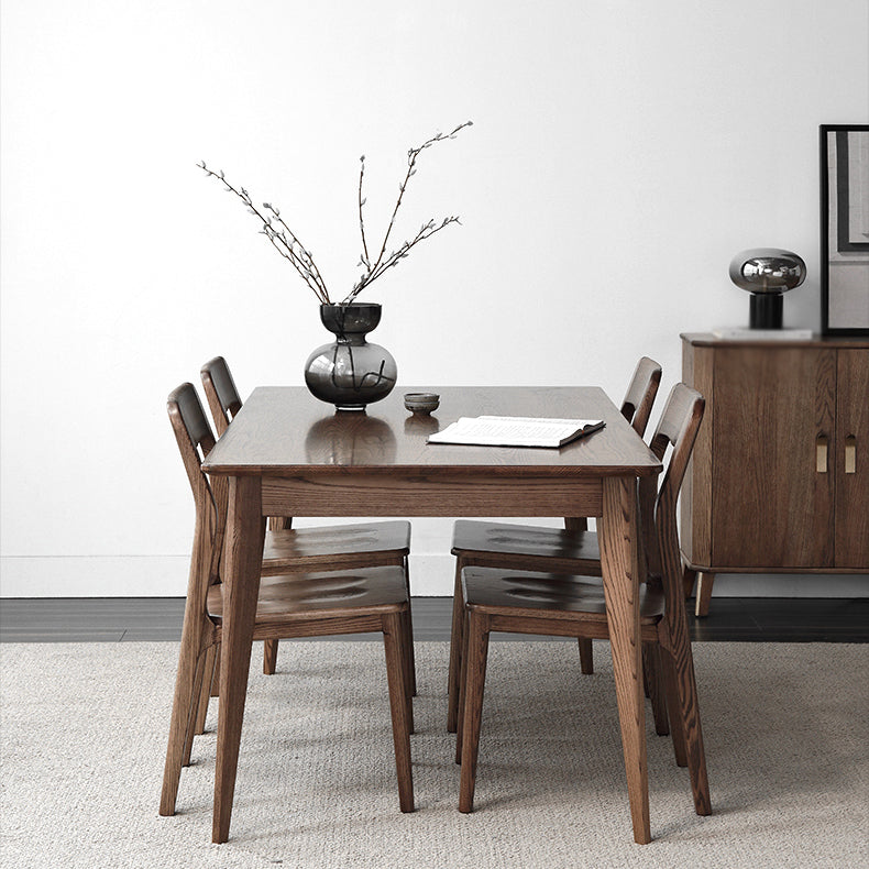 Contemporary Style 1/3/4/5 Pieces Furniture Rectangle Solid Wood Dining Table Set for Home