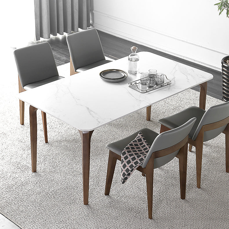 Contemporary Style 1/4/5 Pieces Dining Set Rectangle Sintered Stone Dining Table Set
