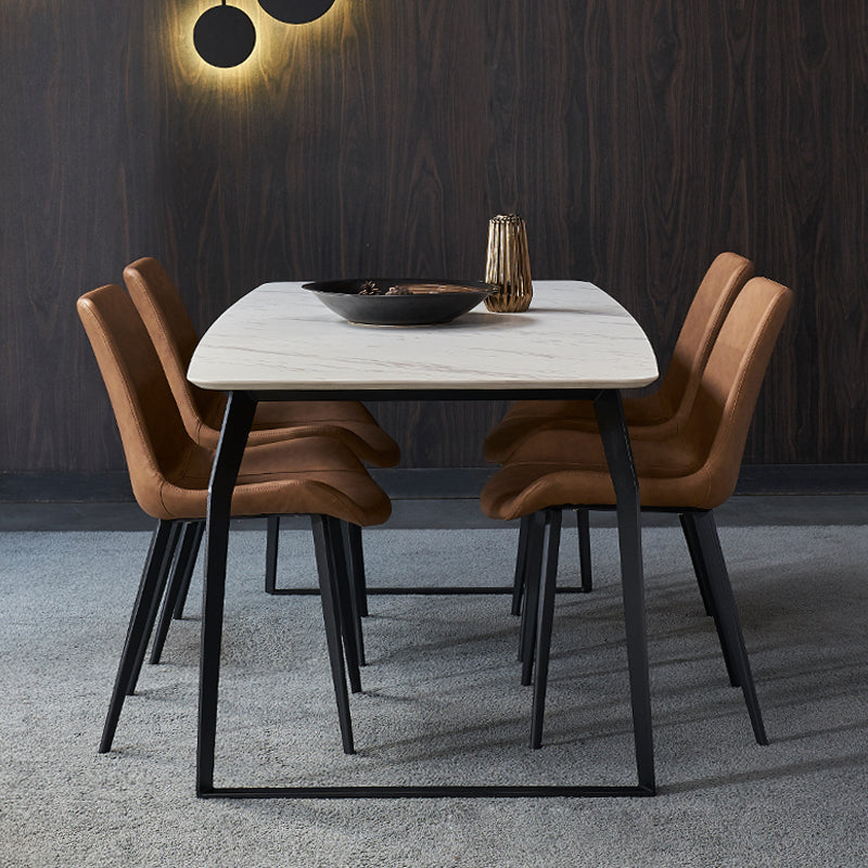 Modern 1/4/5/6/7 Pieces Furniture White Rectangle Sintered Stone Dining Room Set