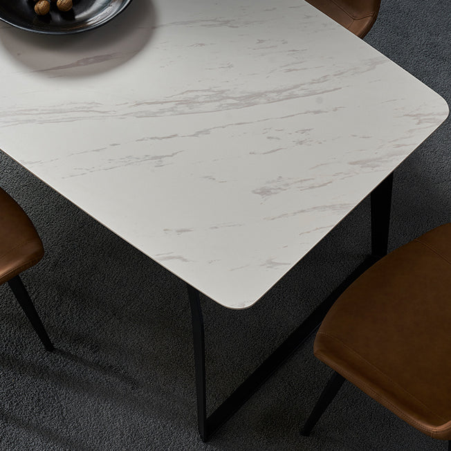 Modern 1/4/5/6/7 Pieces Furniture White Rectangle Sintered Stone Dining Room Set