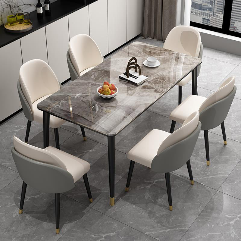 Nordic 1/2/5/7 Pieces Dining Set Rectangular Sintered Stone Dining Table Set for Home Use