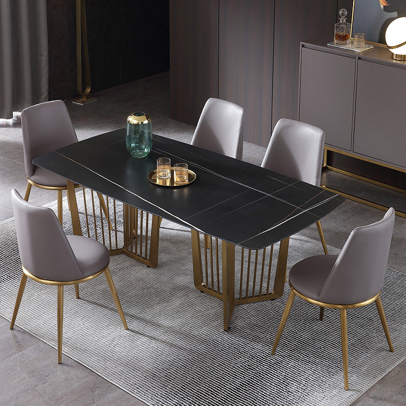 1/4/5/7 Pieces Modern Furniture Black Rectangle Stone Top Dining Room Set