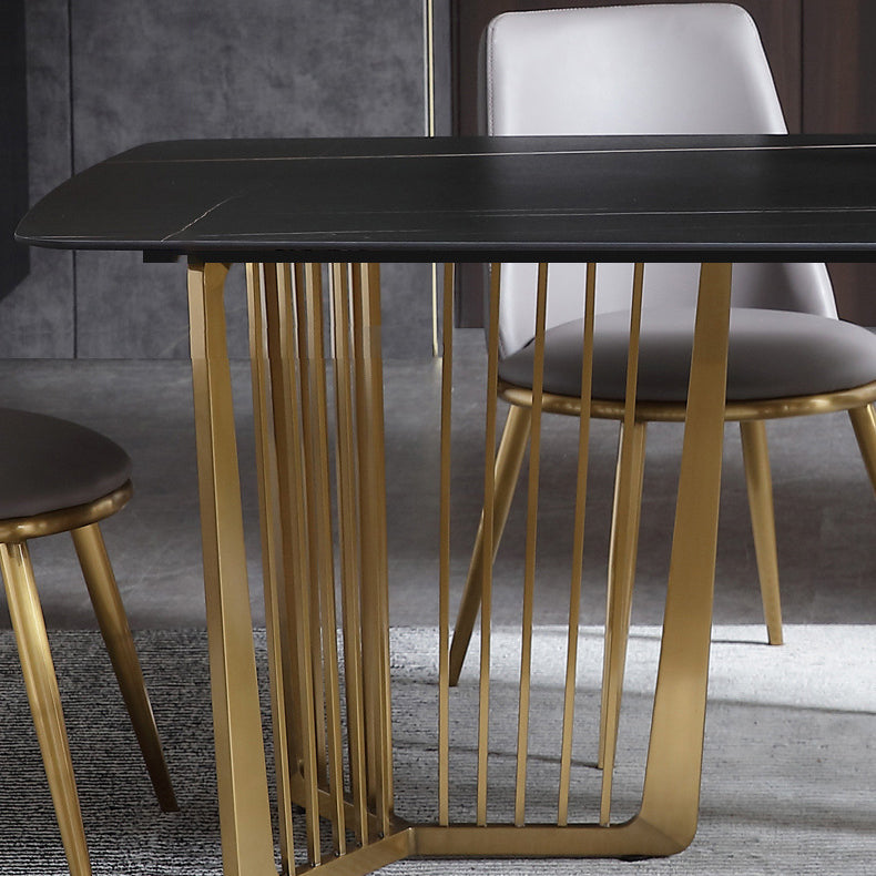 1/4/5/7 Pieces Modern Furniture Black Rectangle Stone Top Dining Room Set