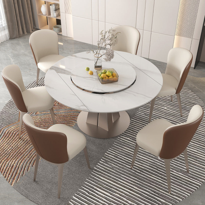 Modern Style 1/3/4/5/7/9 Pieces Dining Sintered Stone Dining Table Set with Metal Legs