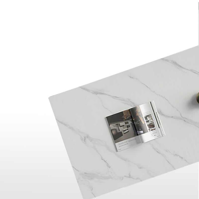 1/3/4/5 pezzi tavolo da pranzo in legno di cenere con set di dinette moderno in pietra sinterita bianca