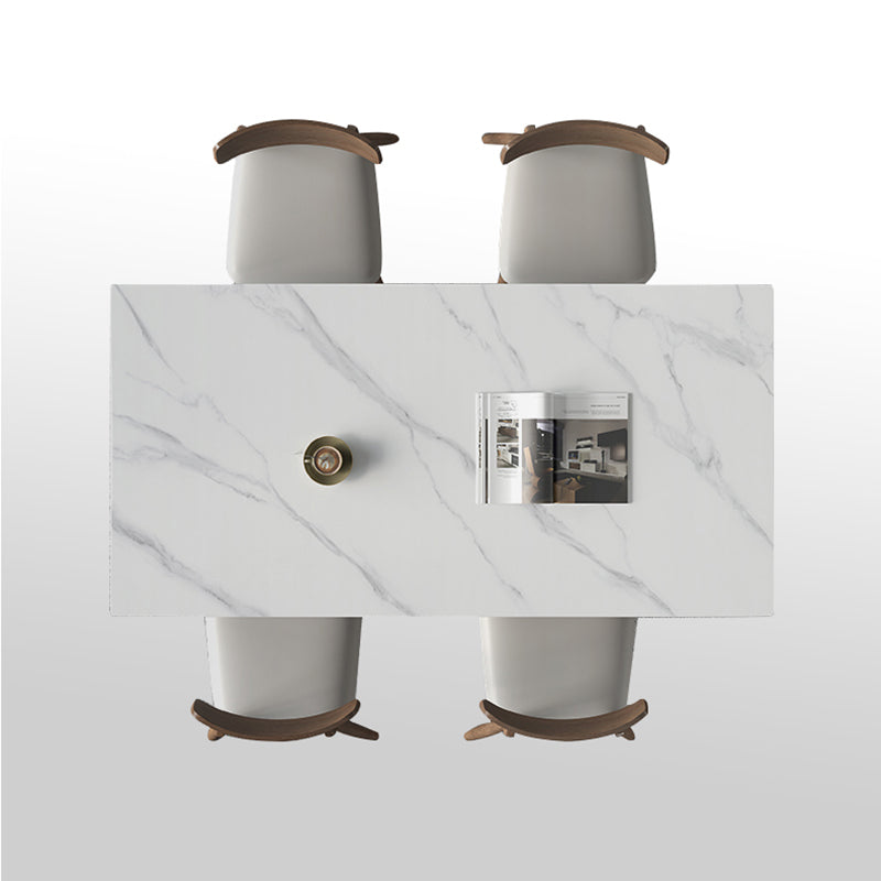 1/3/4/5 Pieces Ash Wood Dining Table Set with White Sintered Stone Top Modern Dinette Set