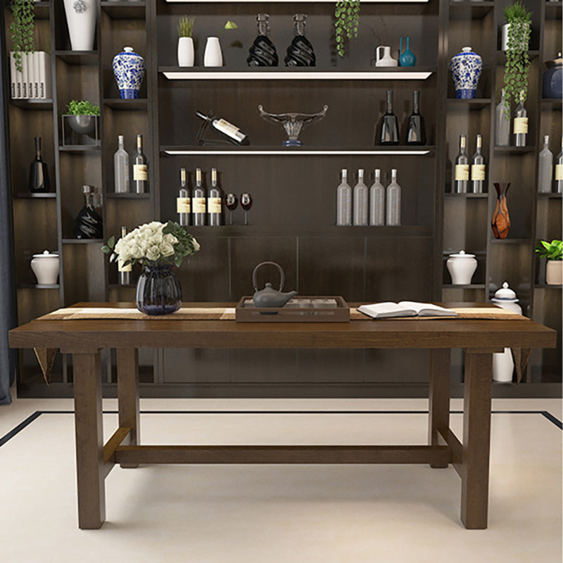 Traditional Rectangle 1/2/5 Pieces Dining Set Wood Trestle Dining Table with Ladder Chair