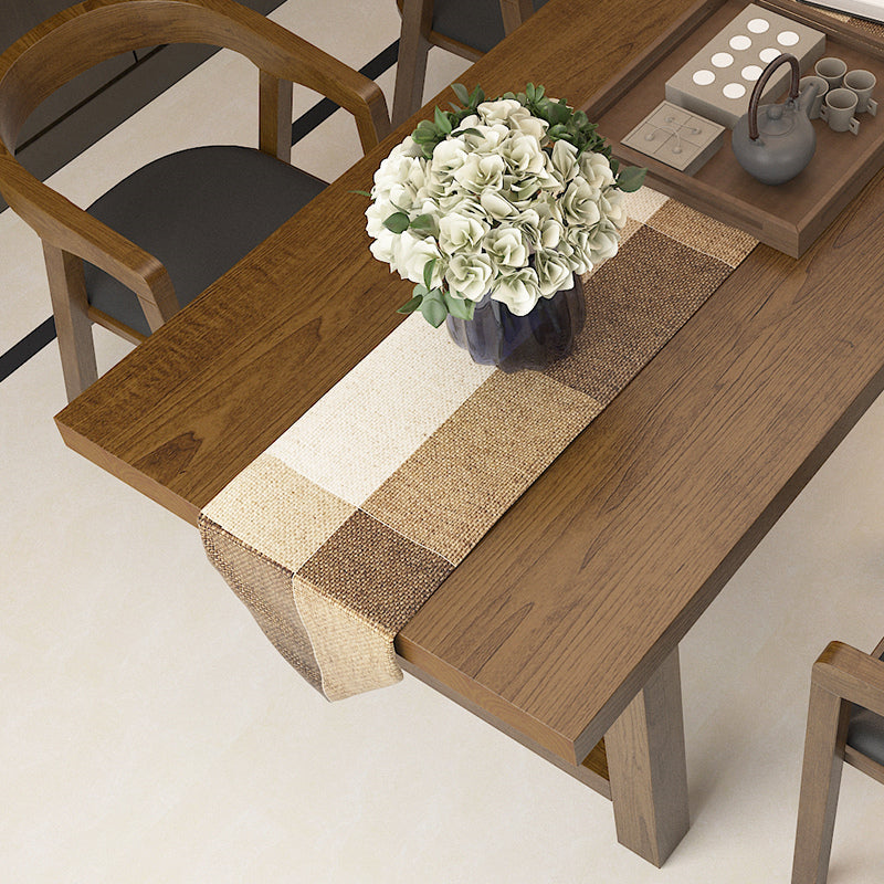 Traditional Rectangle 1/2/5 Pieces Dining Set Wood Trestle Dining Table with Ladder Chair