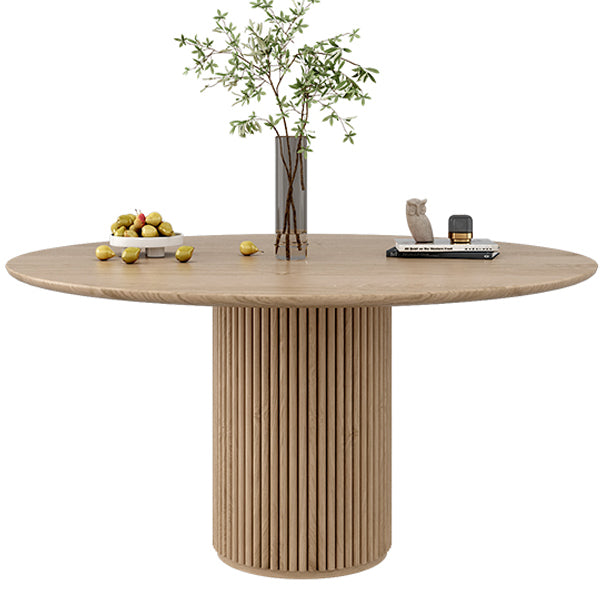 Ronde voetstuk Casual eettafel houten kleur vaste tafel met dennenhout massief hout