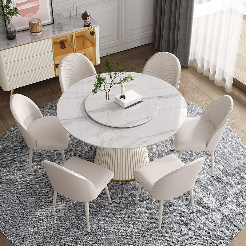 Mesa de comedor de piedra redonda muebles casuales de pedestal de lujo tradicional