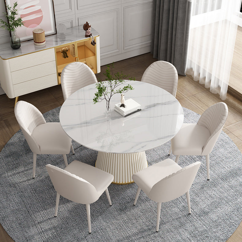 Mesa de comedor de piedra redonda muebles casuales de pedestal de lujo tradicional