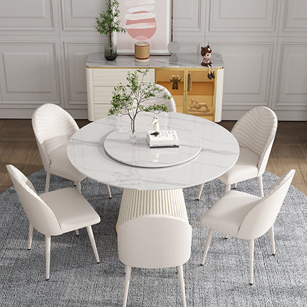 Mesa de comedor de piedra redonda muebles casuales de pedestal de lujo tradicional