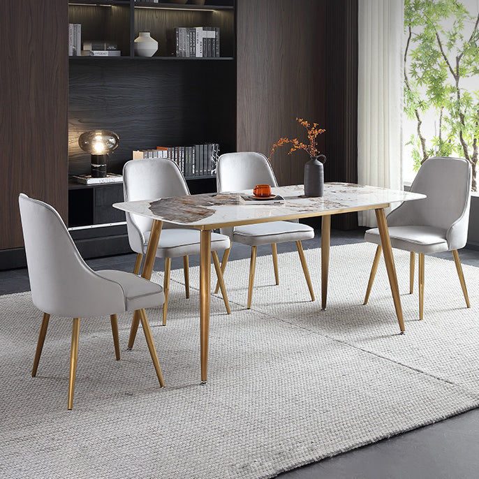 Mesa de comedor de piedra rectangular muebles de lujo tradicionales con 4 patas