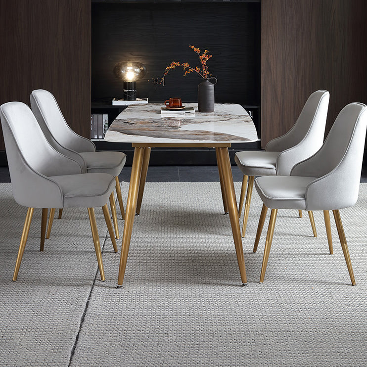 Mesa de comedor de piedra rectangular muebles de lujo tradicionales con 4 patas