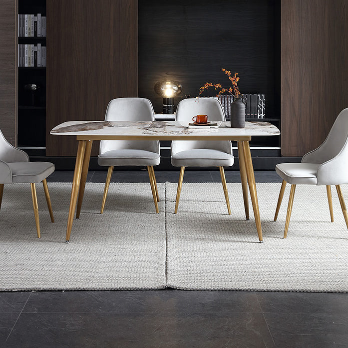 Mesa de comedor de piedra rectangular muebles de lujo tradicionales con 4 patas