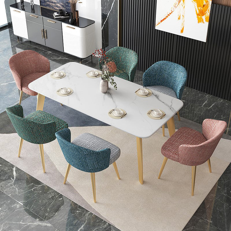 Rectangle Dining Site Table Traditional Luxury Stone Dining Room Collection with 4-foot