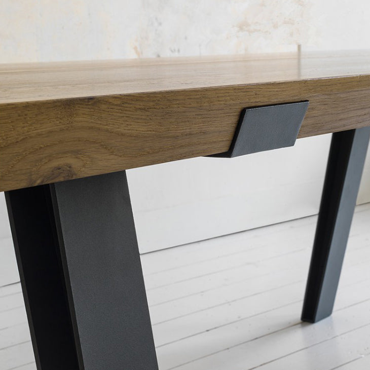 Rectangle 4 Legs Industrial Table Wood Color Fixed Table of Solid Wood