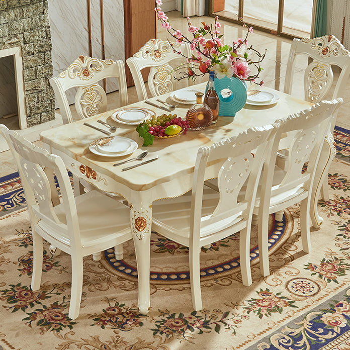 Solid Wood Base Dining Collection Rectangle Dining Table for Dining Room