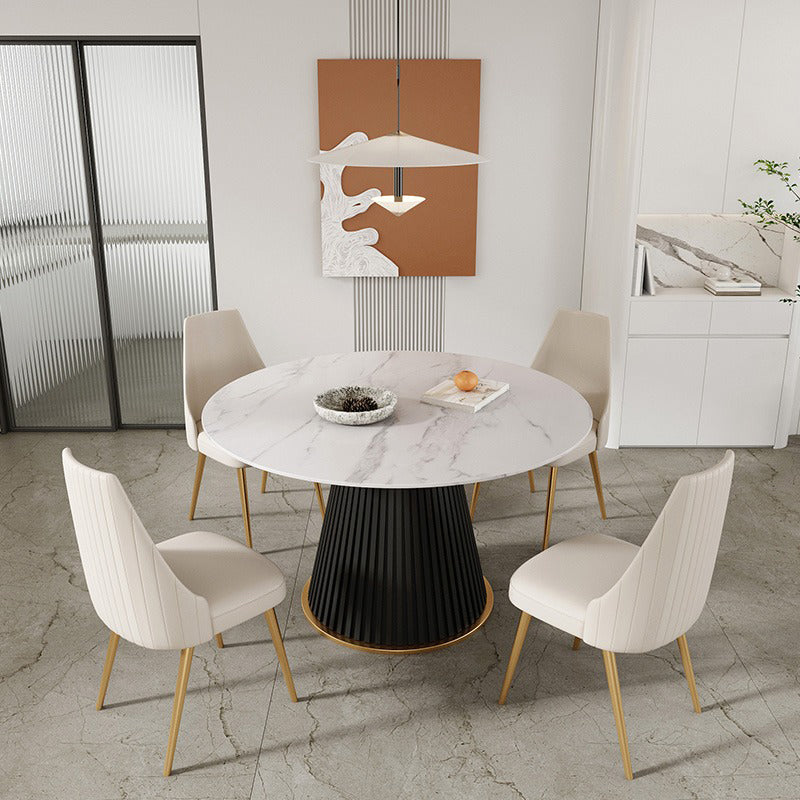 Mesa de comedor redonda de piedra sinterizada, mesa de comedor tradicional de lujo para el hogar