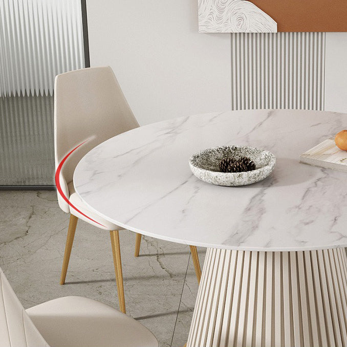 Mesa de comedor redonda de piedra sinterizada, mesa de comedor tradicional de lujo para el hogar