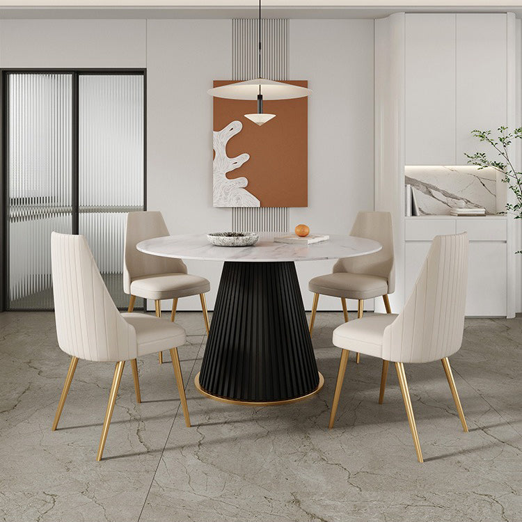 Mesa de comedor redonda de piedra sinterizada, mesa de comedor tradicional de lujo para el hogar