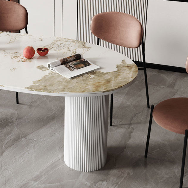 Sintered Stone Top Dining Table Oval Table with Metal Base and 3 Legs