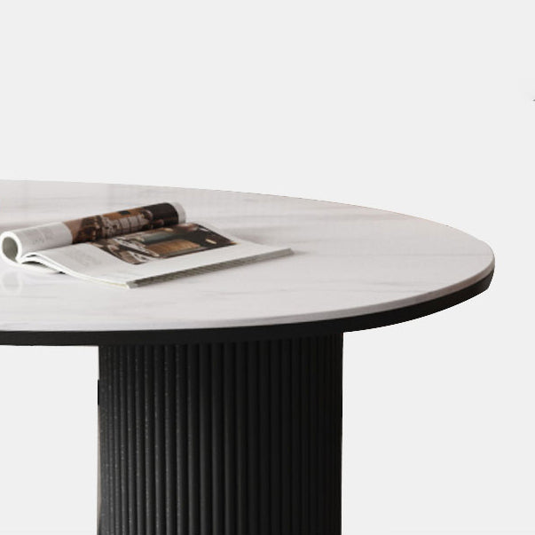 Sintered Stone Top Dining Table Oval Table with Metal Base and 3 Legs