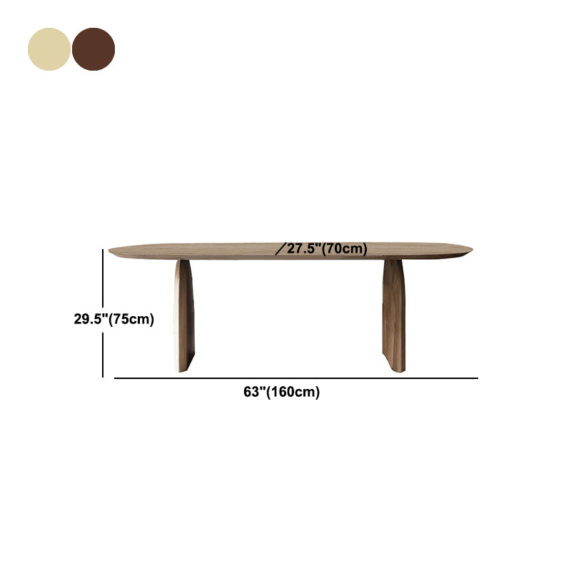 Oval Double Pedestal Modern Dining Table Fixed Table with Pinewood