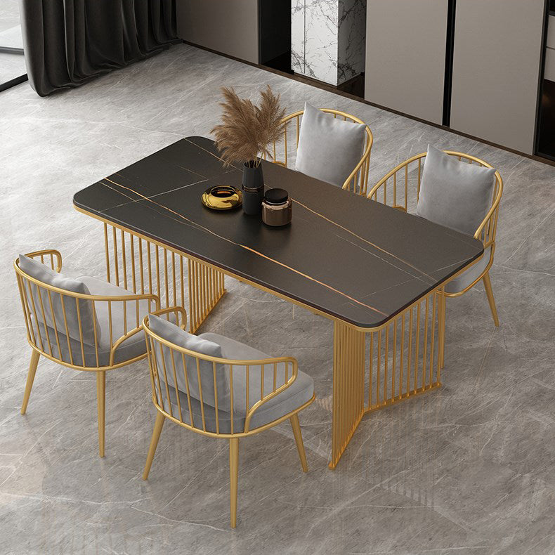 Sintered Stone Dining Table Traditional Luxury Gold Frame Table