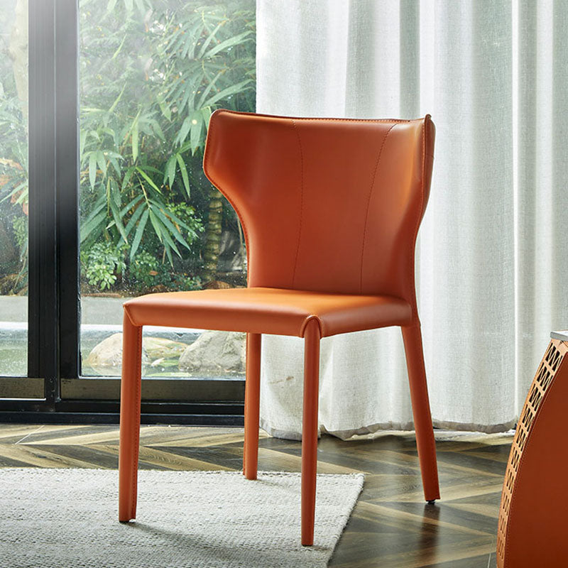 Silla de comedor de cuero contemporánea Silla sin brazos de comedor de metal para uso en restaurantes