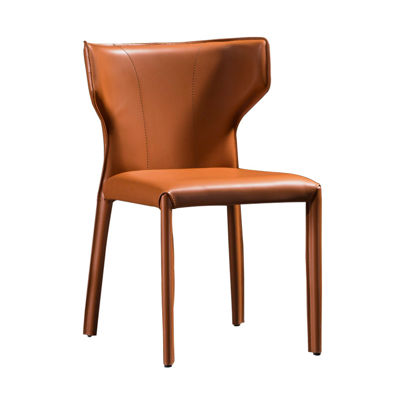 Silla de comedor de cuero contemporánea Silla sin brazos de comedor de metal para uso en restaurantes
