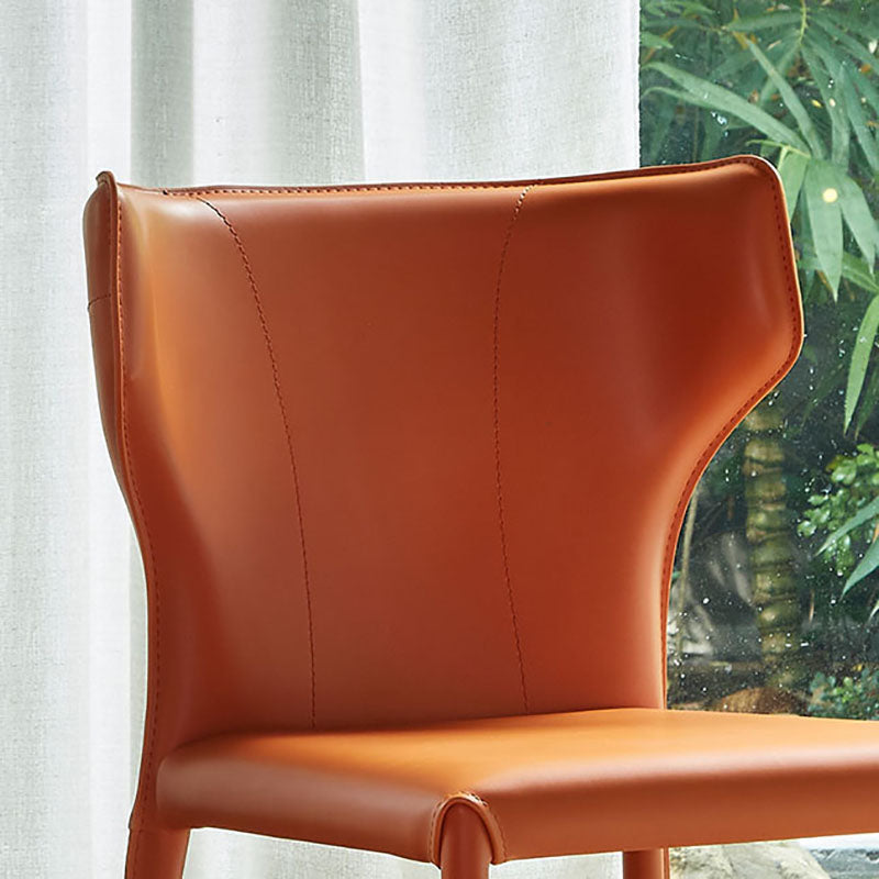 Silla de comedor de cuero contemporánea Silla sin brazos de comedor de metal para uso en restaurantes