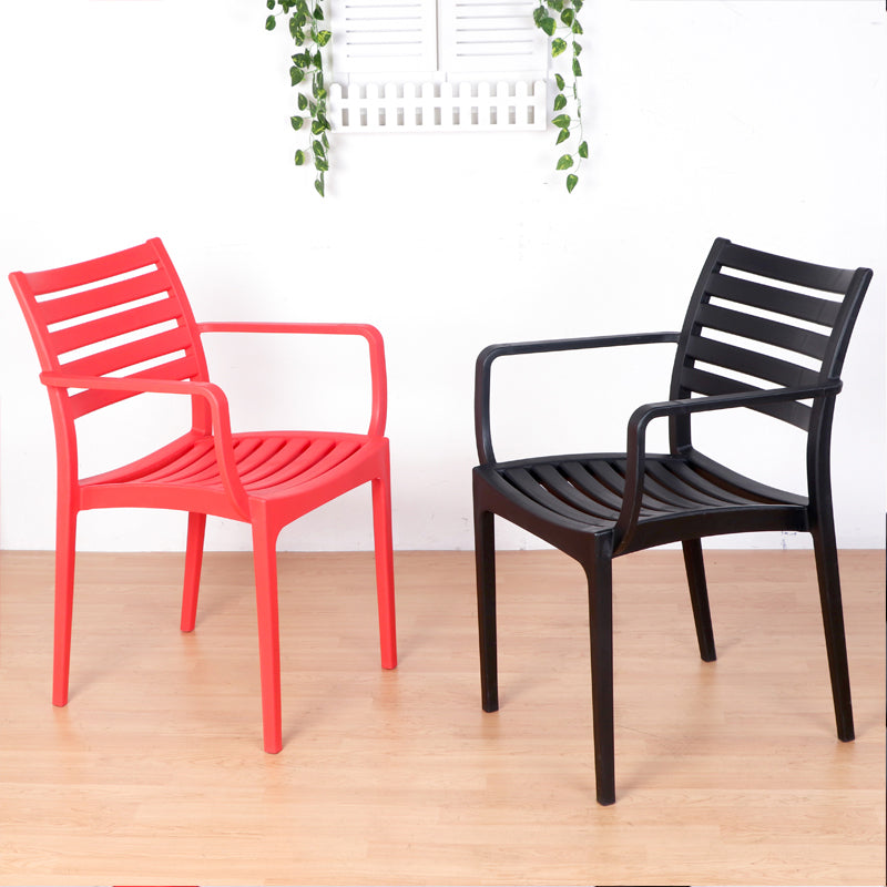 Sillas de comedor contemporáneas Silla lateral con brazo de comedor con patas de plástico
