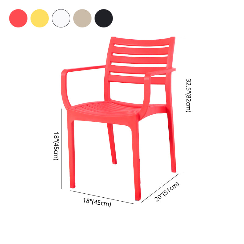 Sillas de comedor contemporáneas Silla lateral con brazo de comedor con patas de plástico
