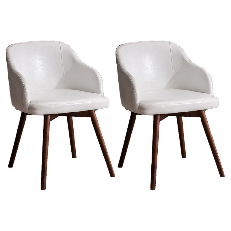 Contemporary Beech Solid Back Arm Chair Matte Finish Upholstered Dining Chair