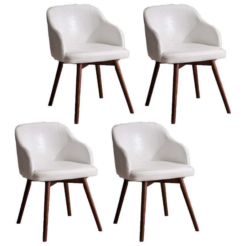 Contemporary Beech Solid Back Arm Chair Matte Finish Upholstered Dining Chair