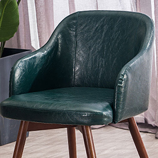 Contemporary Beech Solid Back Arm Chair Matte Finish Upholstered Dining Chair