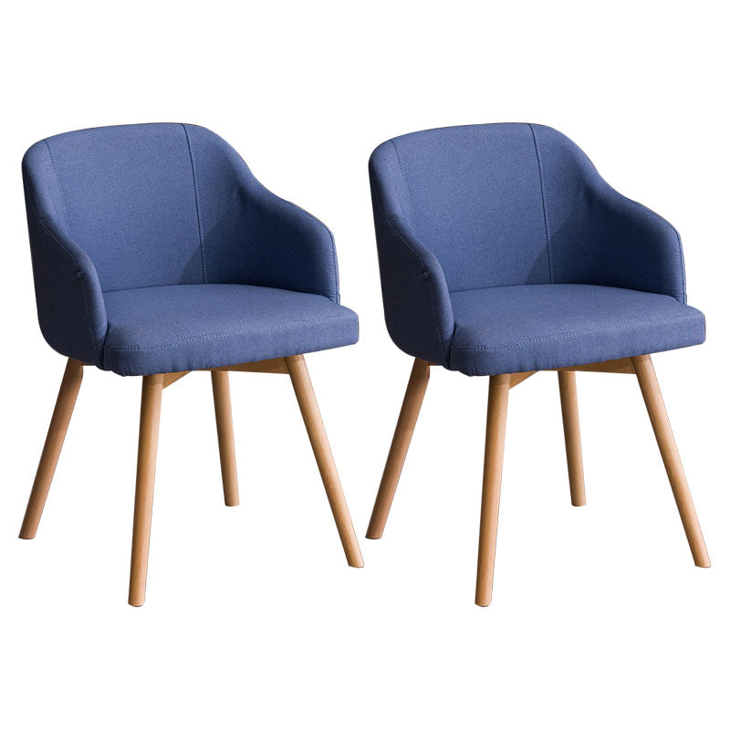 Contemporary Beech Solid Back Arm Chair Matte Finish Upholstered Dining Chair