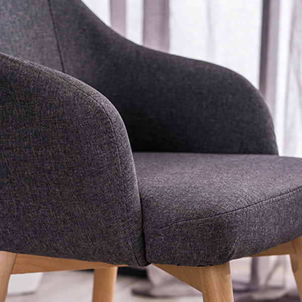 Contemporary Beech Solid Back Arm Chair Matte Finish Upholstered Dining Chair