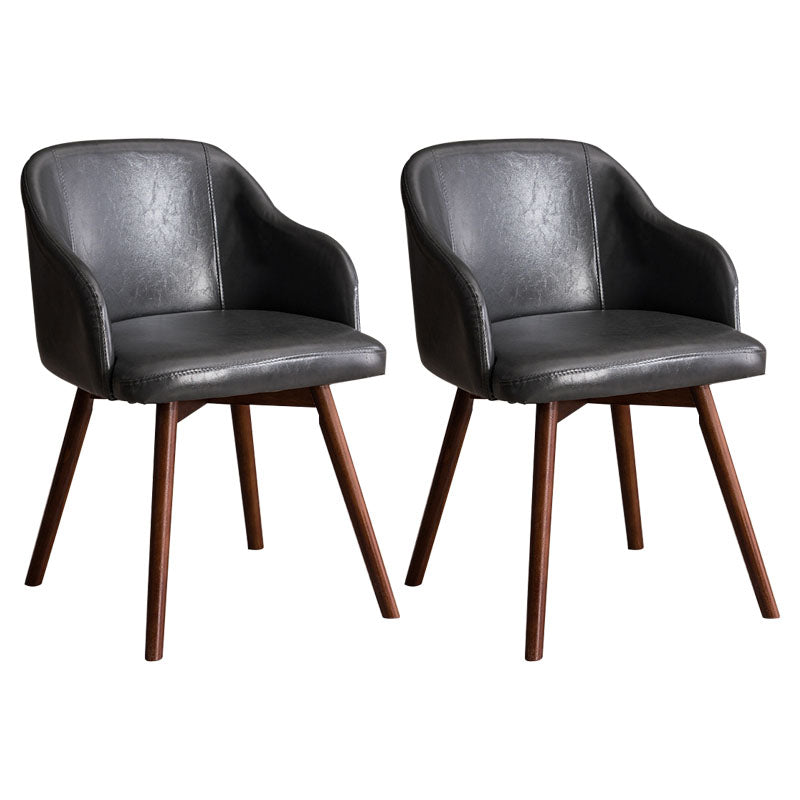 Contemporary Beech Solid Back Arm Chair Matte Finish Upholstered Dining Chair