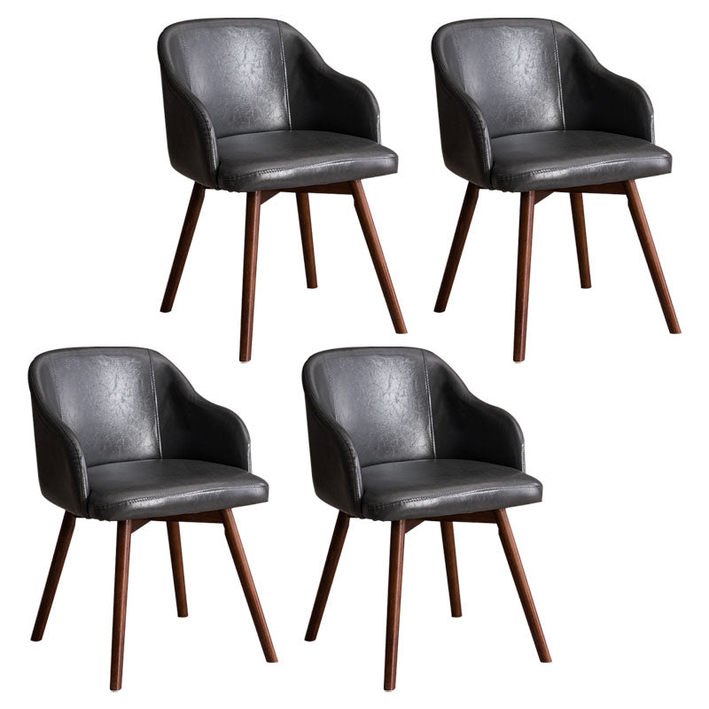 Contemporary Beech Solid Back Arm Chair Matte Finish Upholstered Dining Chair