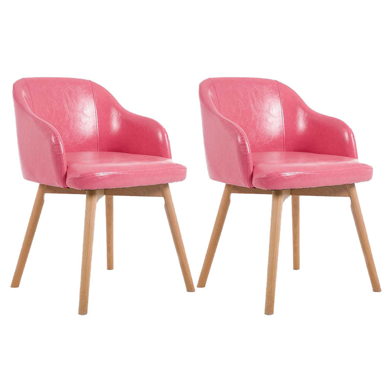 Contemporary Beech Solid Back Arm Chair Matte Finish Upholstered Dining Chair