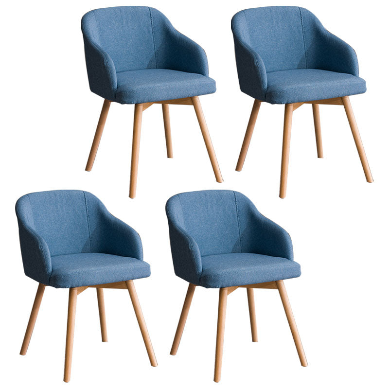 Contemporary Beech Solid Back Arm Chair Matte Finish Upholstered Dining Chair