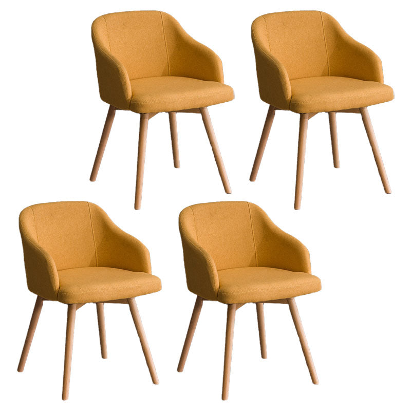 Contemporary Beech Solid Back Arm Chair Matte Finish Upholstered Dining Chair