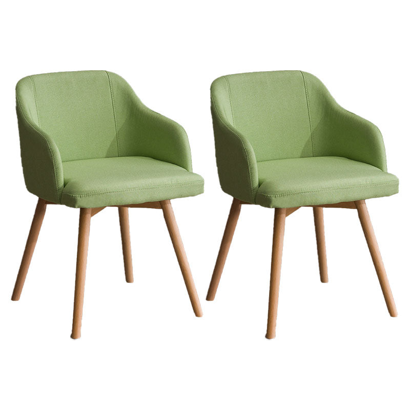 Contemporary Beech Solid Back Arm Chair Matte Finish Upholstered Dining Chair
