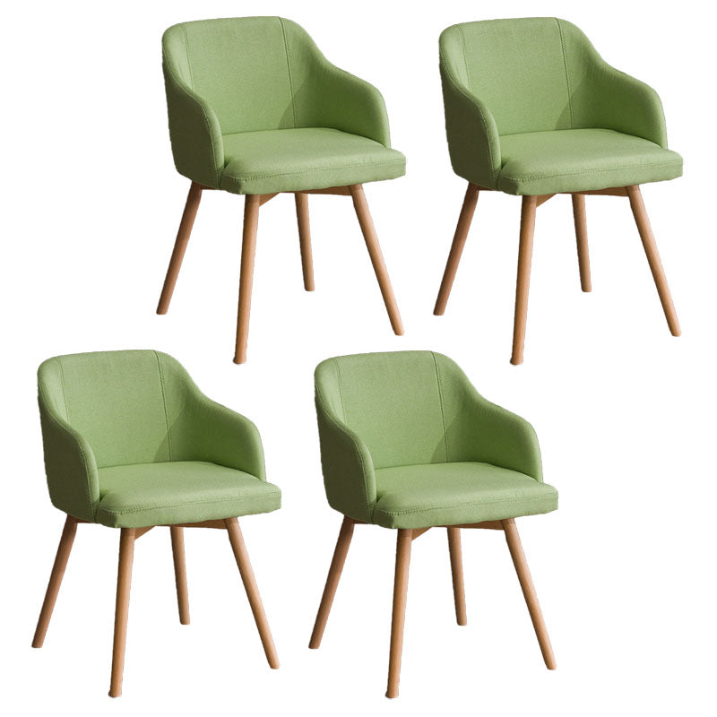 Contemporary Beech Solid Back Arm Chair Matte Finish Upholstered Dining Chair