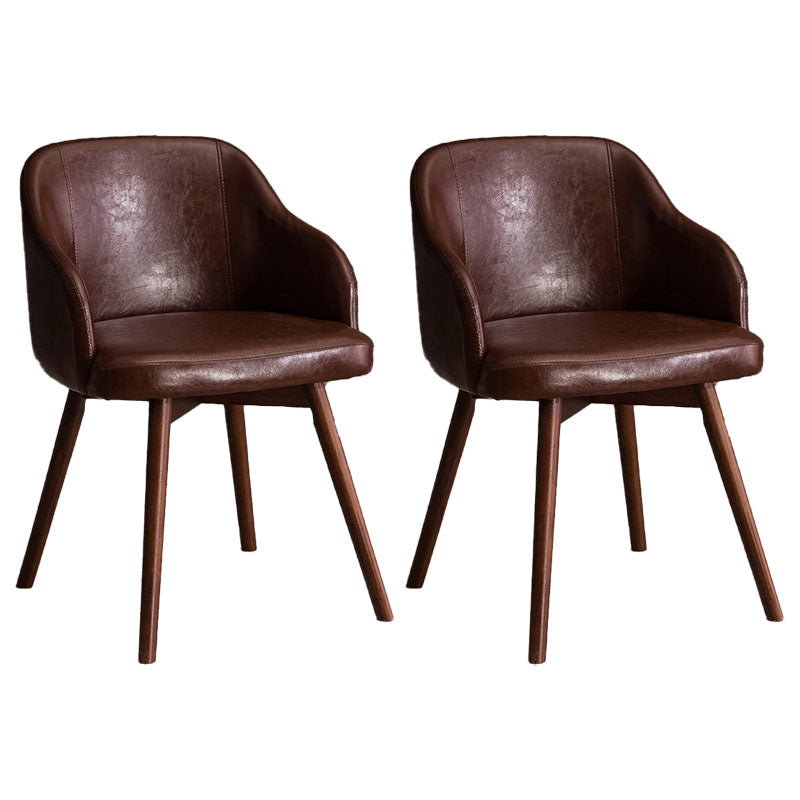 Contemporary Beech Solid Back Arm Chair Matte Finish Upholstered Dining Chair