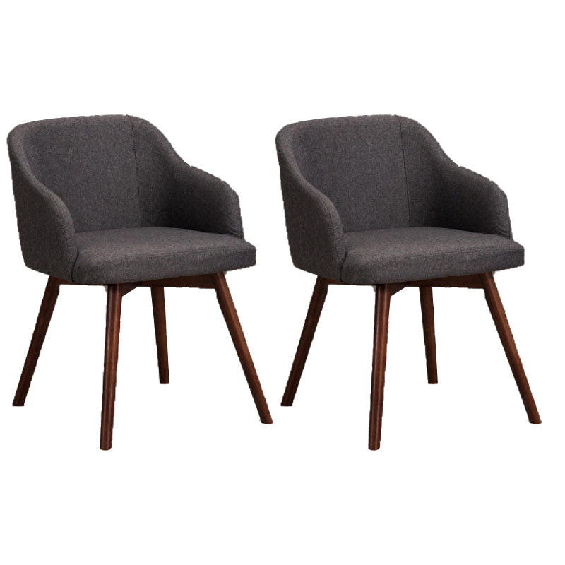 Contemporary Beech Solid Back Arm Chair Matte Finish Upholstered Dining Chair