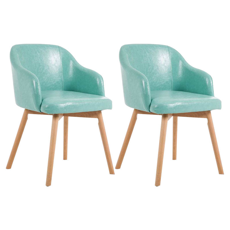 Contemporary Beech Solid Back Arm Chair Matte Finish Upholstered Dining Chair